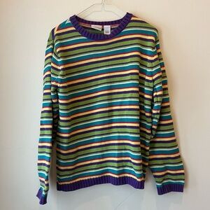 Kim Rogers Multicolor Striped Crew Neck Sweater